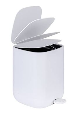 WENKO Pedal bin Davos, White 5L - Cosmetic bin, waste bin Capacity: 5 l, Polypropylene, 23.5 x 26 x 27.5 cm, White