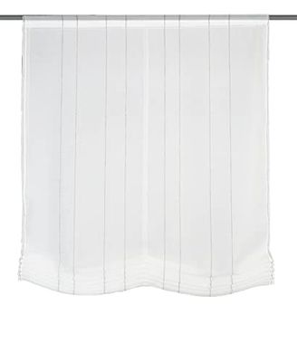 Home fashion Store Romain en Structure de Lin, avec Bandes longitudinales | Marline | 069742-0307 | Dimensions 130 x 100 cm/Gris