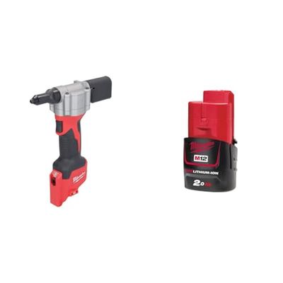 Riveteuse M12 BPRT-0 MILWAUKEE - 4933464404 & Batterie MILWAUKEE 12V 2Ah Red Li-Ion M12 B2-4932430064