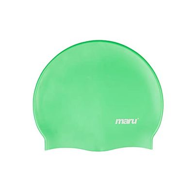 MARU Zwemhoed, 100% siliconen badmuts, uniseks badmuts voor volwassenen, lichtgewicht badmutsen voor mannen en vrouwen, comfortabele en duurzame badmutsen, ontworpen in het Verenigd Koninkrijk (groen,