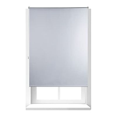 Relaxdays Estore opaco de rolo sem perfuração, tecido e alumínio, largura do tecido, 116 cm, 120 x 160 cm, branco, 120 x 160