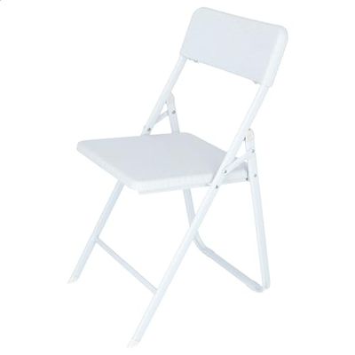Aranaz Delta klapstoel, metaal, met zitting en rugleuning van rotan, ideaal voor thuis, winkels, evenementen, bruiloften, robuust en functioneel, wit, 42,5 cm (B) x 50 cm (D) x 81 cm (H)