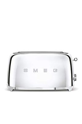 SMEG TSF02SSEU Tostadora de 4 rebanadas, 1500 W, Acero Inoxidable, 2 Ranuras, Cromo