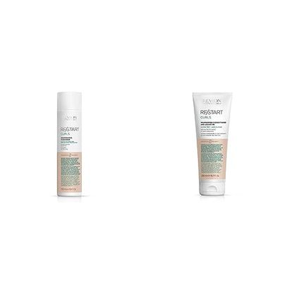 REVLON PROFESSIONAL RE/START Curls Nourishing Cleanser, Shampoo per Capelli Ricci Senza Solfati, 250 ml + REVLON PROFESSIONAL RE/START NOURISHING CONDITIONER, Balsamo Leave-In, 200 ml - 2 pezzi