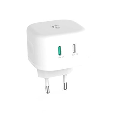 NEDIS Caricabatterie - 45 W - GaN - Ricarica rapida - 2.25 A / 3.0 A - Numero di uscite: 2-2 X USB-C - Selezione automatica della tensione