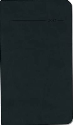 Tucson Pocket Calendar Black 2024 - Office Yearly Planner Date Book - 9 x 15.6 cm - 1 Week 2 Pages - 128 Pages - with Soft Tucson Cover - Alpha Edition