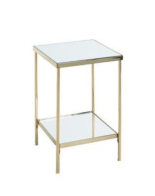 HAKU Möbel Bijzettafel messing, Metaal, spiegel 5 mm - Maat: B 28 cm x H 46 cm x D 28 cm, Stijl: Art Deco