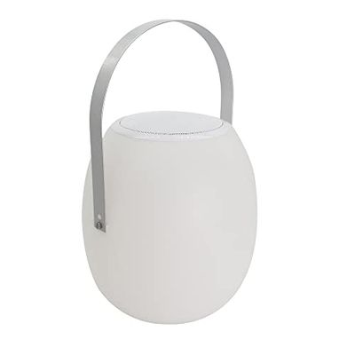 Halterrego Lampada LED portatile/altoparlante BT 10W batteria 2000mAh ricaricabile IP44, intensità luminosa regolabile telecomando incluso