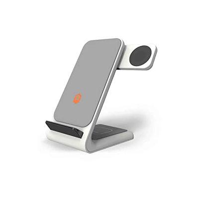 STM Bags ChargeTree Swing Draadloos 3-in-1 laadstation compatibel met Apple iPhone, Apple AirPods en Apple Watch (Qi gecertificeerd, 1 m USB-C naar USB-C kabel inbegrepen) - wit