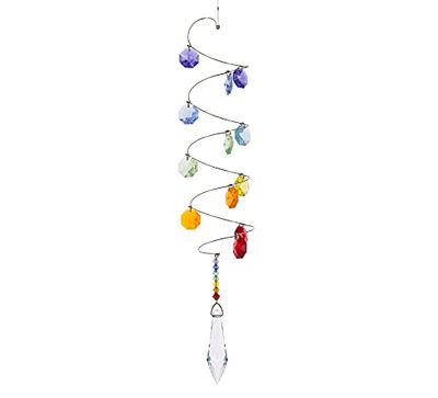 Tierra Zen CR45 Spirale di Cristallo 7 Chakra Grande Pendolo Feng Shui Arcobaleno, Multicolore