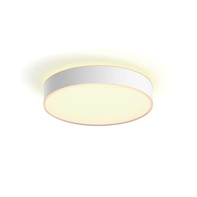 Philips Hue White Ambiance Devere, Plafoniera Smart, Media, Bluetooh, 19.2 W, Telecomando Dimmer Switch Inlcuso, Bianca