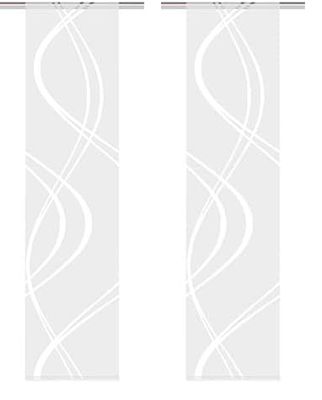 Home Fashion TIBERIO Paroi coulissante, Tissu Polyester, Blanc, H245 x B60 cm (1er Pack) (Lot de 2)