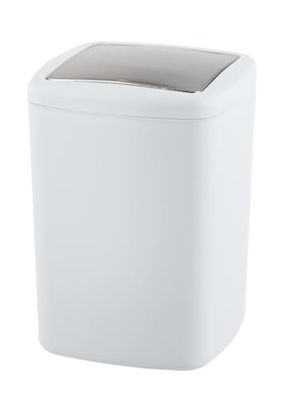 WENKO Bathroom Bin with Lid 8.5 L Barcelona White Shatterproof Plastic 20.5 x 28.5 x 20.5 cm