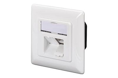 DIGITUS Cat-6A junction box - 2 port RJ45 - surface-mounted network socket - vertical supply - design-ready - pure white