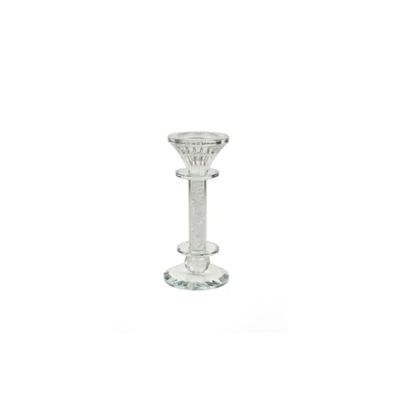 Romimex Theelichthouder, zilverkleurig, glas, 8 x 17 x 8 cm