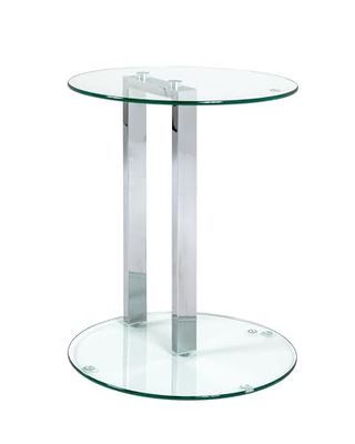 HAKU Möbel Bijzettafel chroom, Metaal, veiligheidsglas 8 mm - Maat: H 50 cm x Ø 40 cm, Stijl: Modern