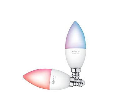 Trust WiFi E14 Lampadina Smart Dimmerabile, Compatibile con Alexa e Google Nest, Lampadina LED, Hub non Necessario, 2.4GHz Lampada WiFi, Luce LED Bianca, Fredda e Calda - 2 Pezzi