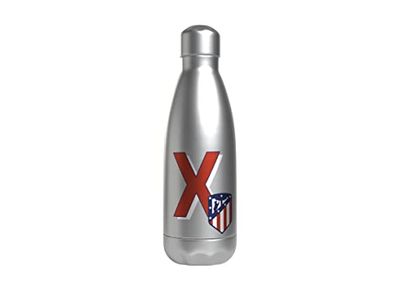 Atlético de Madrid - roestvrijstalen waterfles, hermetische sluiting, met rode letter X-ontwerp, 550 ml, metallic kleur, officieel product (CyP Brands)