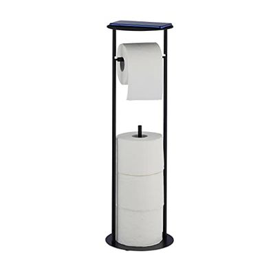 Relaxdays Serviteur WC Non Fixe, pour Stocker Jusqu’à 3 Rouleaux, décoratif, H x L x P : env.59,5 x 17,5 x 17,5 cm, Noir