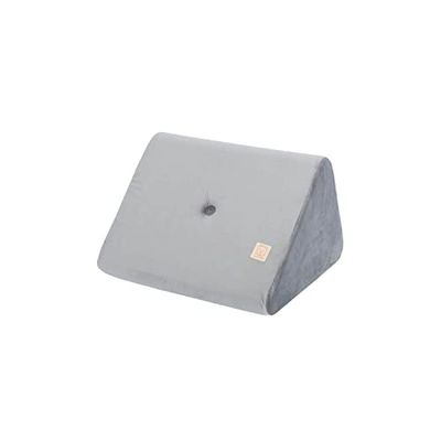 Misioo Foldie Wedge kussen, fluwelen kussen voor kinderkamer, elegant leeskussen van schuim, rugsteunkussen voor kinderen, ideale aanvulling op het klapmatras, 60 x 50 x 36 cm, grijs