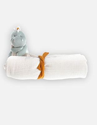 Noukie's - Knuffeldier voor kinderen, Mijn eerste Stegi deken – pluche van velours + kinderdeken van mousseline