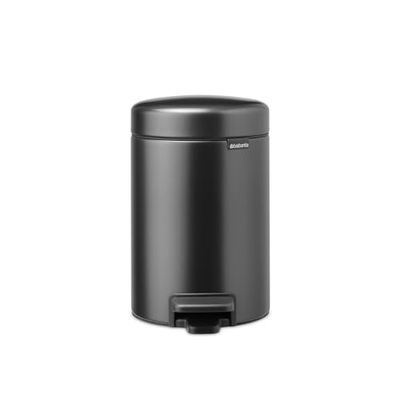 Brabantia NewIcon Pattumiera piccola per il bagno con coperchio 3L | Cestino a pedale antiodore con secchio interno rimovibile per il bagno, la toilette o i piccoli spazi | Confident Grey