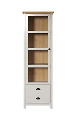 trendteam Smart Living - vitrine Armoire de Salon - Salon - côté Ville - Dimensions d'assemblage (LxHxP) 65 x 201 x 41 cm - Couleur Gris Clair avec chêne Artisanal - 2118131F4