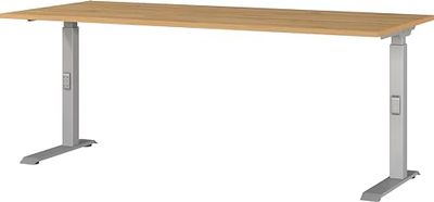 Germania Escritorio 7912-638, en Nieto Roble repro/Silver, Altura Ajustable, 180 x 91 x 80 cm (Ancho x Alto x Profundidad)