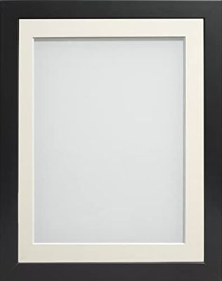 Frame Company Connolly Range Black Wooden Picture Photo Frame with Ivory Mount 8x6 for pic size 6x4 *Choice of Sizes* Fitted with Real Glass