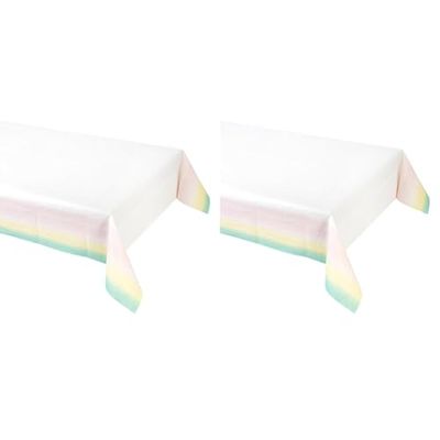 Talking Tables Pastel Paper Table Cover Disposable Tablecloth Perfect for Baby Shower, 1st First Birthday, and Unicorn Themed Birthday Party,180 x 120 cm (Pack of 2)