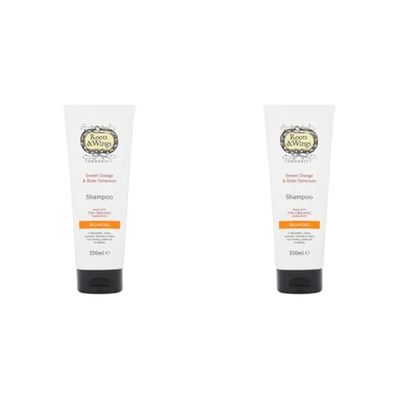 Roots & Wings Organic Balancing Sweet Orange and Rose Geranium Shampoo 250ml (Pack of 2)