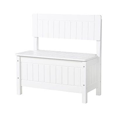 roba Banc-Coffre à Jouets pour Enfant en Bois - Banc de Rangement - Fermeture Douce - Blanc