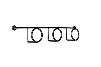Cime - Ring Wire Hook with 3 Heads- for Storage. Black Color- L.38cm- D.7cm- H.8cm and Wire Diameter 6cm. Black Steel and brochable Plate