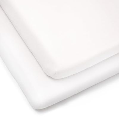 Clair de Lune Set van 2 hoeslakens van jersey katoen voor kinderwagen/wiegjes, 90 x 40 cm (wit)