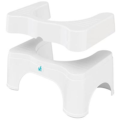 Squatty Potty Original 7-Pouce & 9-Pouce Ajustable Hauteur Salle de Bains Toilette Tabouret, Blanc & Simple Bain Toilettes Tabouret, 7-Pouce Hauteur, Blanc