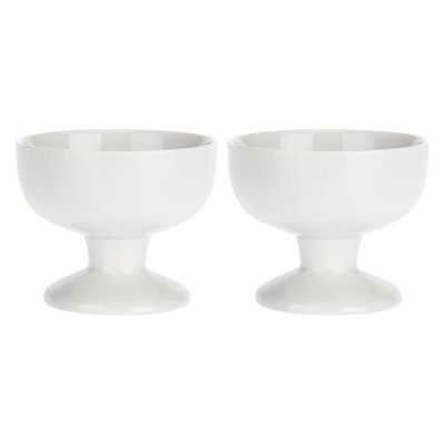 la Porcellana "Convivio Bols sur Pied Boîte Cadeau, Blanc, 9.5 x 7 cm, Lot de 2