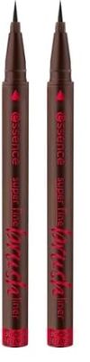 Essence Cosmetics Delineador Superfino Resistente Al Agua, De Larga Duración, Secado Rápido, Resultado Inmediato, Color Intenso, 0.7 g (Paquete de 2)