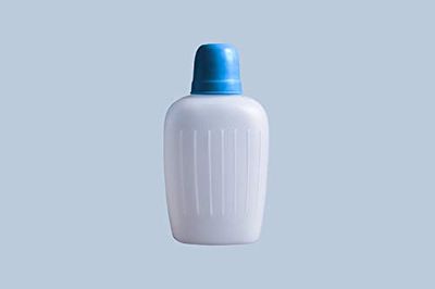 hünersdorff Campingfles, voorraadfles van HD-PE, 1000 ml, natuurlijke kleuren, met blauwe drinkbeker