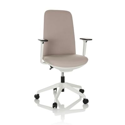 hjh OFFICE Chaise de Bureau Professionnelle NESTORA Tissu, Chaise pivotante Moderne confortablement rembourrée, Dossier Haut, Beige 760019
