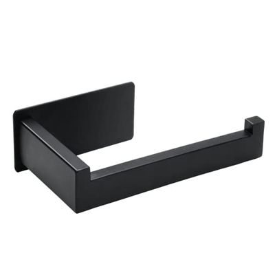 BillyBath Portarotolo carta igienica senza foratura, autoadesivo, in acciaio inox, per bagno, cucina (nero)