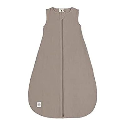 LÄSSIG Saco de dormir de verano sin mangas de algodón muselina certificado GOTS unisex/Muslin Sleeping Bag/Muslin Sleeping Bag taupe, talla 86/92 13-18 meses