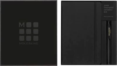 Moleskine x Kaweco - Carnet classique à couverture rigide et stylo à bille rechargeable en plastique ABS pour les écrivains, preneurs de notes, recharge 0,7mm avec encre noire incluse, couleur noir