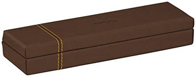 RHODIA 194509C - Bronze Pen Tray - 21 x 5.5 x 3 cm - Orange Saddle Stitching - Faux Leather Exterior - Home Office Collection Rhodiarama - Office Organization & Design Storage