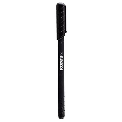 Kores - K0R-M: Bolígrafos negros, punta media con tinta semi-gel, agarre de goma, paquete de 12