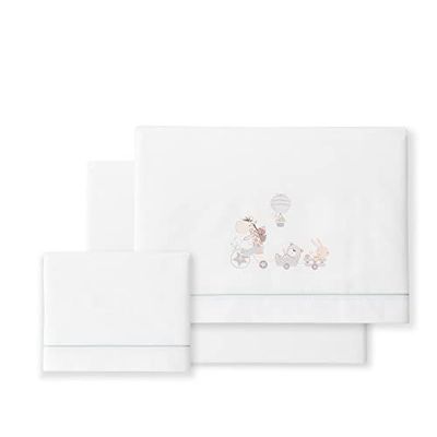 Parure de lit en coton pour poussette - Girafe Veló Blanc/Gris