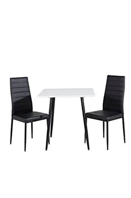 Venture Home Slim & Polar Table à Manger avec Chaises, Blanc/Noir, 75 x 75 cm 75 cm
