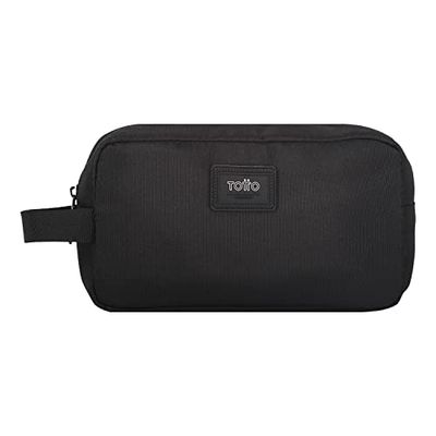 Totto - Astuccio scuola grande, modello Kijal, astuccio per ragazzi, dimensioni 21 x 12 x 3 cm, cerniera singola, maniglia laterale per appendere o trasportare, resistente e durevole, colore nero