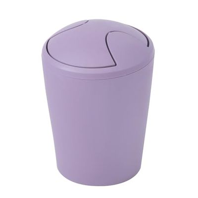 Spirella - Poubelle à bascule MOVE - Design Moderne et Compact - Couvercle Amovible et Facile à Nettoyer - Idéale Salle de Bain ou Cuisine - Blanc - 5L