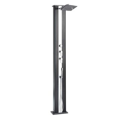 Formidra - Douche Hybride Dada Straight 40L - DS-D463NX - Douche Extérieure avec Raccords Eau Chaude/Froide, Douchette Amovible et Pomme de Douche Anti-calcaire - Anthracite Aluminium - 32.4x14x228cm