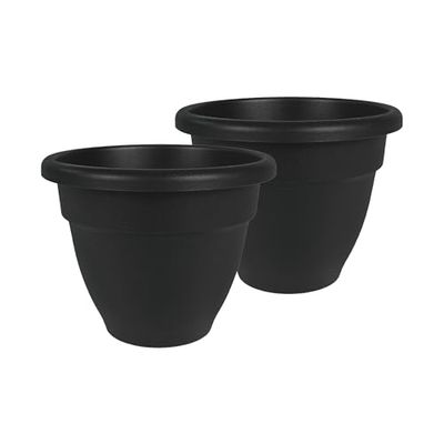 The HC Companies Lot de 2 Pots de Fleurs, Noir, 35,6 cm